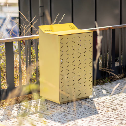 Portarifiuti in metallo - SKYLINE - mmcité street furniture - in acciaio galvanizzato / in legno / da esterno