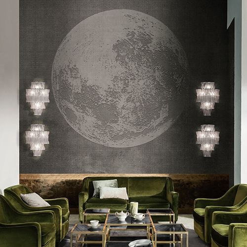 Carta da parati contemporanea - LUNA PLENA - Wall&Deco - in vinile / con scene / grigia