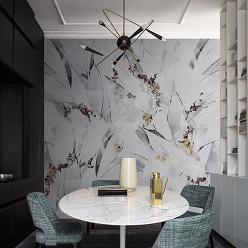 Carta da parati contemporanea - MONT BLANC - Wall&Deco - in vinile / floreale / grigia