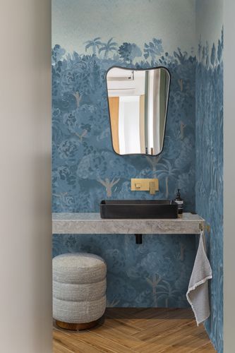 Carta da parati contemporanea - Blue Fairy Tale - Wall&Deco - in fibra di vetro / con motivi floreali / aspetto tessuto