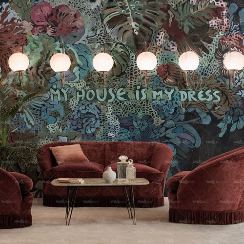 Carta da parati contemporanea - HOUSE IS MY DRESS - Wall&Deco - in vinile / con motivi floreali / con motivo astratto