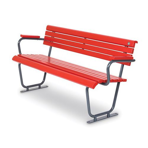 Panca per spazi pubblici contemporanea - RED LADY  - Dimo Group Srl - in metallo / in legno / con schienale