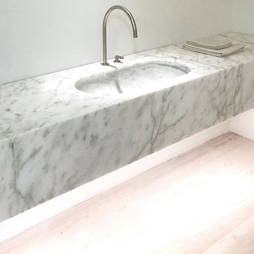 Lavabo da incasso - JP  - COCOON - in pietra naturale / con piano integrato / rettangolare