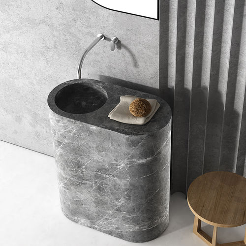 Lavabo autoportante - JP COLUMN - COCOON - in pietra naturale / con piano integrato / rotondo