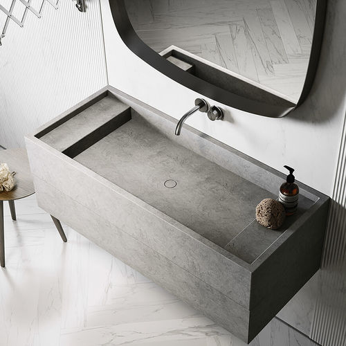 Lavabo sospeso - PB – 120 - COCOON - in pietra naturale / in Solid Surface / con cassetti integrati