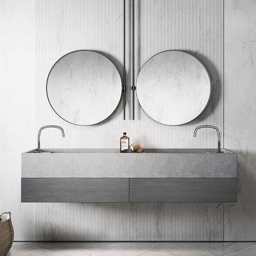 Lavabo sospeso - PB – 180 - COCOON - in pietra naturale / in Solid Surface / doppio