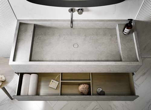 Mobile lavabo sospeso - PB 120 - COCOON - in legno / in Solid Surface / contemporaneo