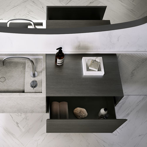 Mobile lavabo a muro - PB 60 - COCOON - in legno / in Solid Surface / contemporaneo