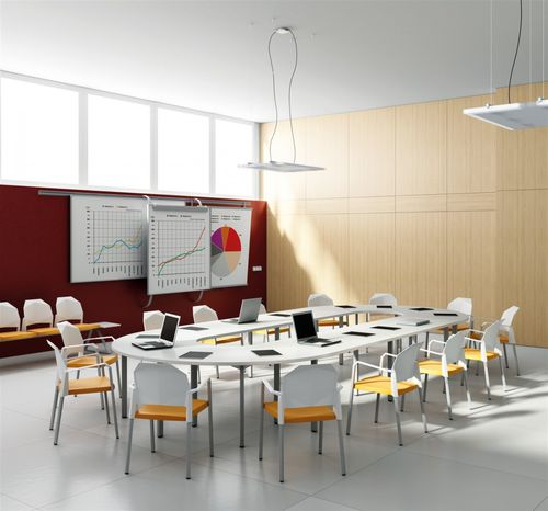 Tavolo da riunione contemporaneo - MODUL - JG Group - in metallo / in melaminico / rettangolare