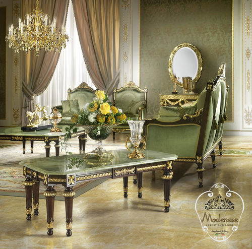 Tavolino basso in stile - 14602 - Modenese Luxury Interiors - in legno massiccio / con supporto in legno massiccio / rettangolare