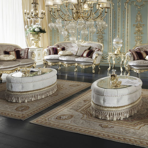Tavolino basso in stile - 15617 - Modenese Luxury Interiors - in vetro / in tessuto / con supporto tessuto