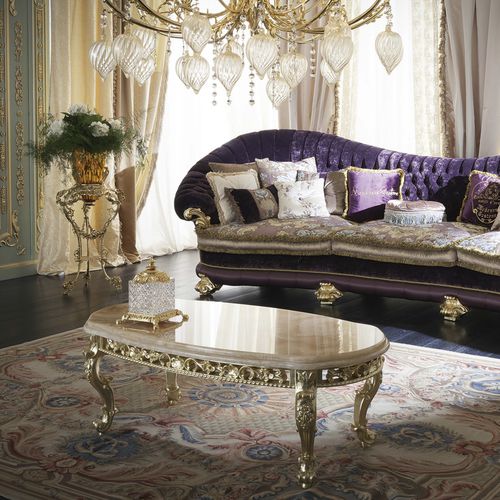Tavolino basso in stile - 15623 - Modenese Luxury Interiors - in legno massiccio / con supporto in legno massiccio / ovale