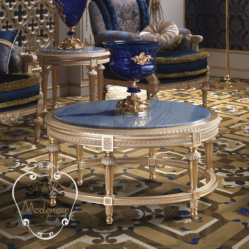 Tavolino basso in stile - 14629 - Modenese Luxury Interiors - in legno massiccio / con supporto in legno massiccio / rotondo