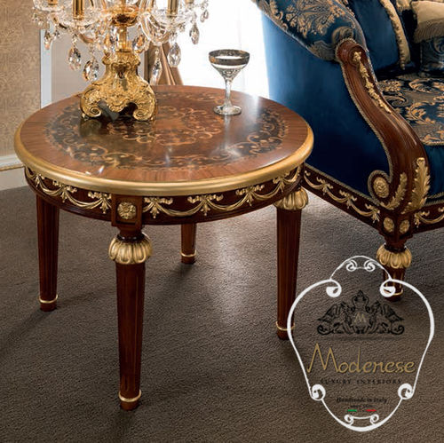 Tavolino basso in stile - 14668 - Modenese Luxury Interiors - in legno massiccio / con supporto in legno massiccio / rotondo
