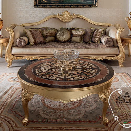 Tavolino basso in stile - 15673 - Modenese Luxury Interiors - in legno massiccio / con supporto in legno massiccio / rotondo
