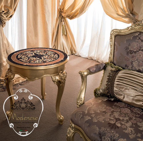 Tavolo d'appoggio in stile - 15674 - Modenese Luxury Interiors - in legno massiccio / con supporto in legno massiccio / rotondo