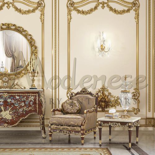 Poltrona in stile francese - 14660 - Modenese Luxury Interiors - in tessuto / in legno / con 4 gambe