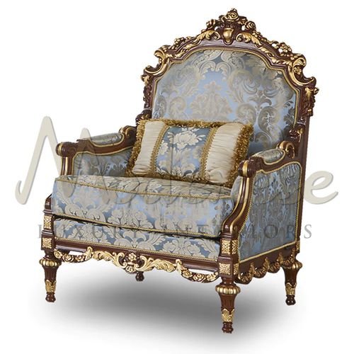 Poltrona in stile - 14466 - Modenese Luxury Interiors - in tessuto / in legno / blu