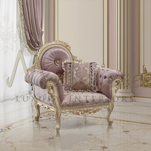 Poltrona in stile vittoriano - 15424 - Modenese Luxury Interiors - in tessuto / in legno / rosa