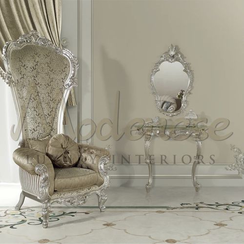 Poltrona in stile - 15537 - Modenese Luxury Interiors - in tessuto / in pelle / in legno