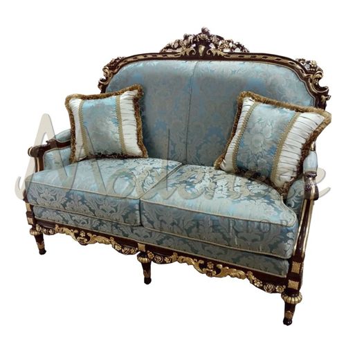 Divano in stile barocco - 14465 - Modenese Luxury Interiors - in tessuto / blu / in legno