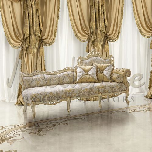 Dormeuse classica - 15522 - Modenese Luxury Interiors - in tessuto / in legno / con supporto in legno laccato