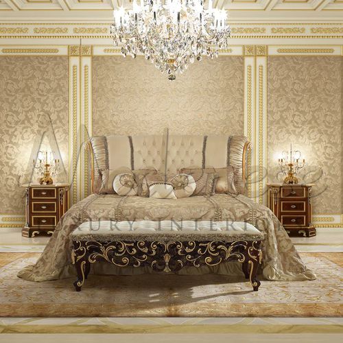 Panca fondoletto in stile barocco - 16223 - Modenese Luxury Interiors - in velluto / in legno / per uso residenziale