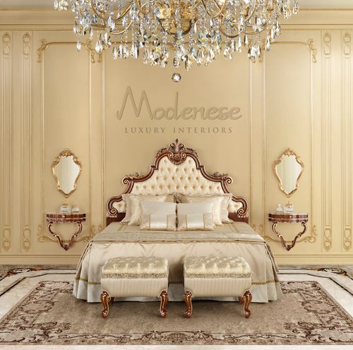 Letto matrimoniale - 16244 - Modenese Luxury Interiors - classico / con testiera imbottita / in tessuto