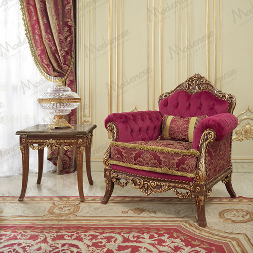 Poltrona classica - 15465 - Modenese Luxury Interiors - in tessuto / in legno / colore personalizzabile