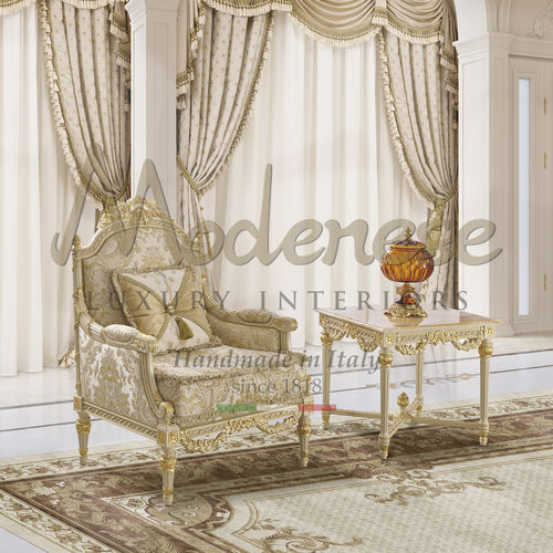 Poltrona classica - 17403 - Modenese Luxury Interiors - in tessuto / in legno / in legno
