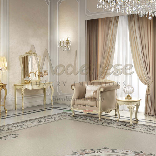 Poltrona classica - 17426 - Modenese Luxury Interiors - in tessuto / in legno / in legno