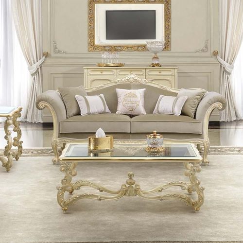 Divano classico - 17407 - Modenese Luxury Interiors - in tessuto / in legno / colore personalizzabile