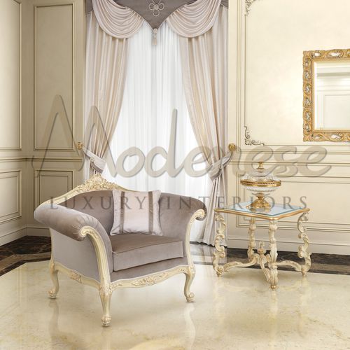 Poltrona classica - 17408 - Modenese Luxury Interiors - in tessuto / in legno / in legno