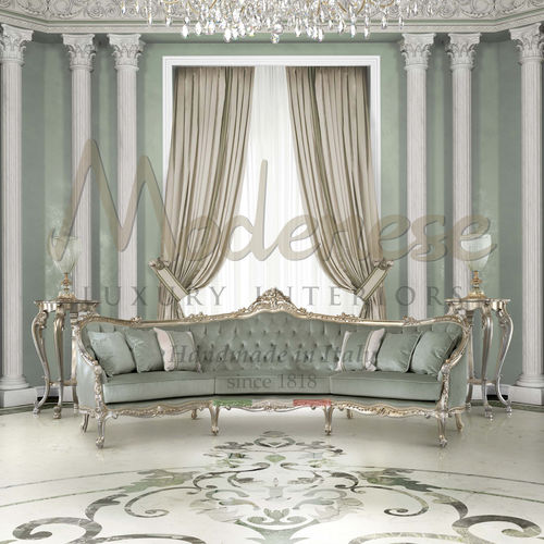 Divano a semicerchio - 17410 - Modenese Luxury Interiors - classico / in tessuto / in legno