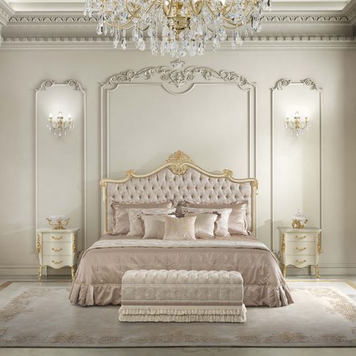 Letto matrimoniale - 17210 - Modenese Luxury Interiors - classico / con testiera imbottita / in tessuto