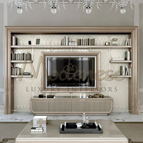 Libreria contemporanea - 20149 - Modenese Luxury Interiors - in legno / con contenitore / beige