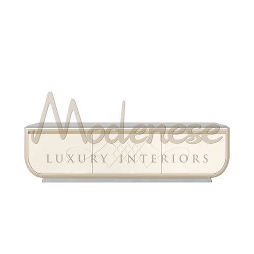 Supporto per TV da terra contemporaneo - 20146 - Modenese Luxury Interiors - su misura / 3 porte / in legno laccato brillante