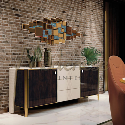 Credenza contemporanea - 20165 - Modenese Luxury Interiors - in pelle / in legno / in MDF stratificato