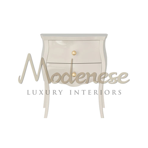 Comodino contemporaneo - 20118 - Modenese Luxury Interiors - in legno laccato / con supporto in legno / curvo
