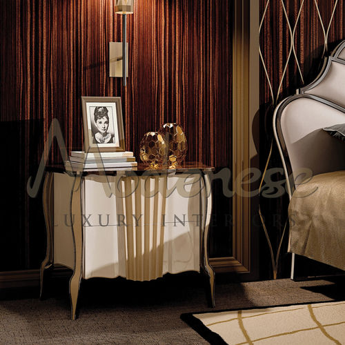 Comodino contemporaneo - 20117 - Modenese Luxury Interiors - in legno laccato / con supporto in legno / rettangolare