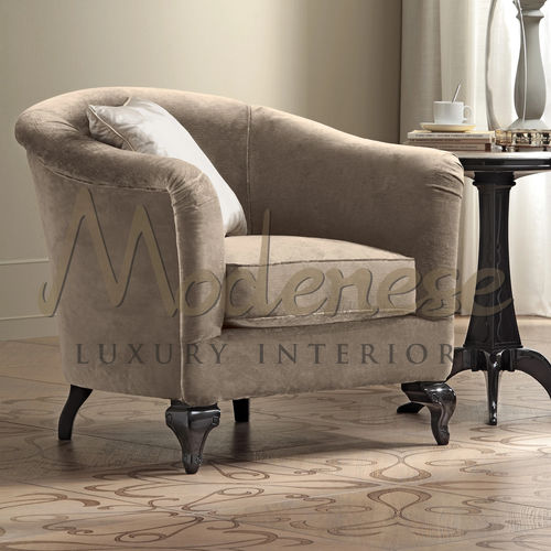 Poltrona contemporanea - 21406 - Modenese Luxury Interiors - in pelle / in legno / imbottita