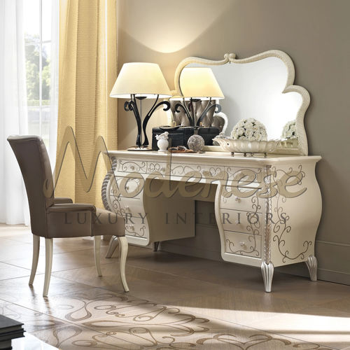 Mobile da toeletta barocco - 21216 - Modenese Luxury Interiors - in argento / in legno laccato / da terra