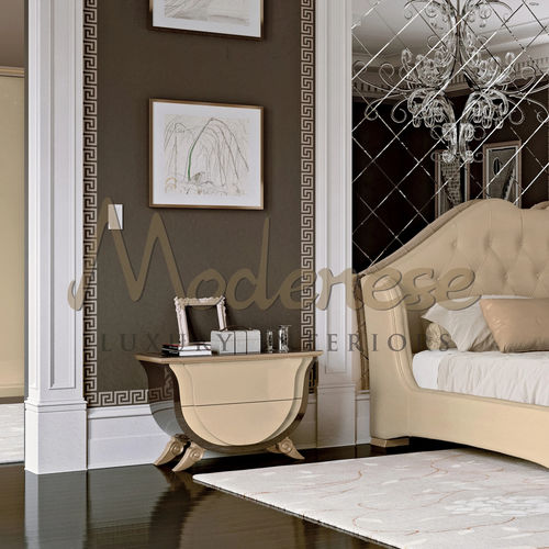 Comodino contemporaneo - 21201 - Modenese Luxury Interiors - in legno laccato / curvo / per uso residenziale