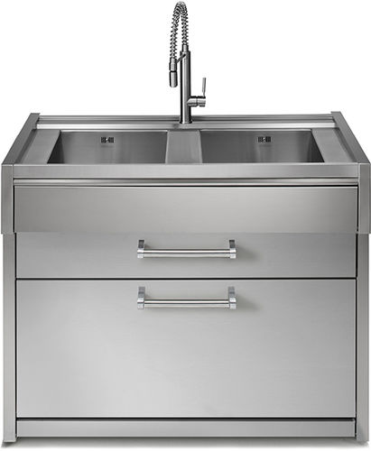 Mobile lavello in acciaio inossidabile - GENESI 120  - STEEL - per uso residenziale / contract