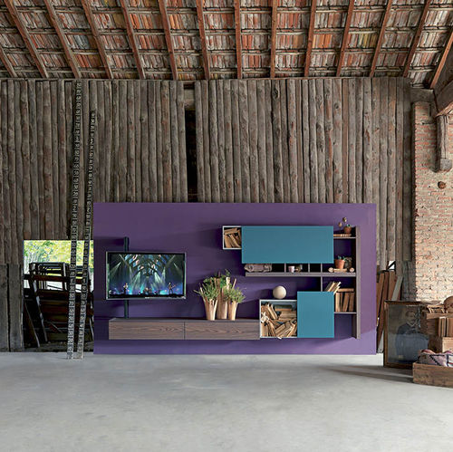 Parete attrezzata TV contemporaneo - SIDE 1  - Fimar Srl - impiallacciato in legno