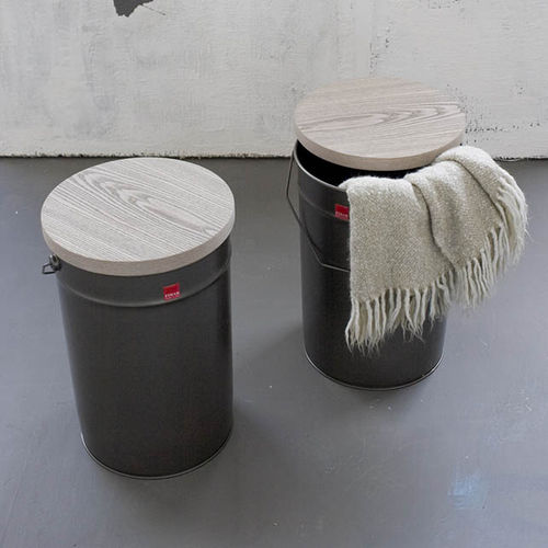 Sgabello contemporaneo - TIN - Fimar Srl - in legno / con contenitore / grigio