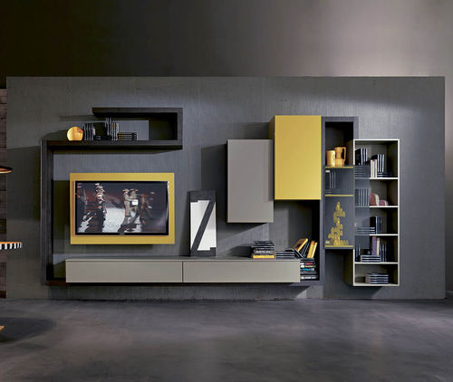 Parete attrezzata TV contemporaneo - SIDE 5  - Fimar Srl - in legno laccato / in olmo