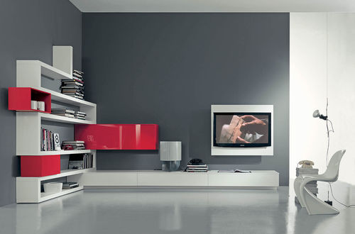 Parete attrezzata TV contemporaneo - SIDE 10  - Fimar Srl - in legno laccato