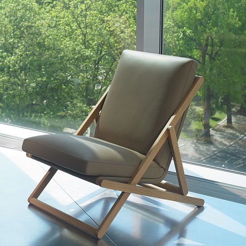 Chauffeuse contemporanea - MOSS - Orange Box - in pelle / in legno / marrone