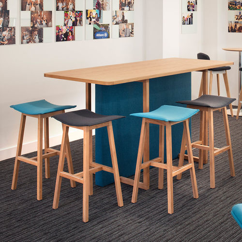 Sgabello da bar contemporaneo - ON YOUR JAYS - Orange Box - in pelle / con supporto in legno / imbottito